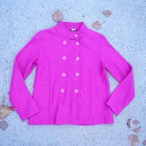 Vintage 100% Wool Pink Double Breasted Coatigan M Old Money Preppy